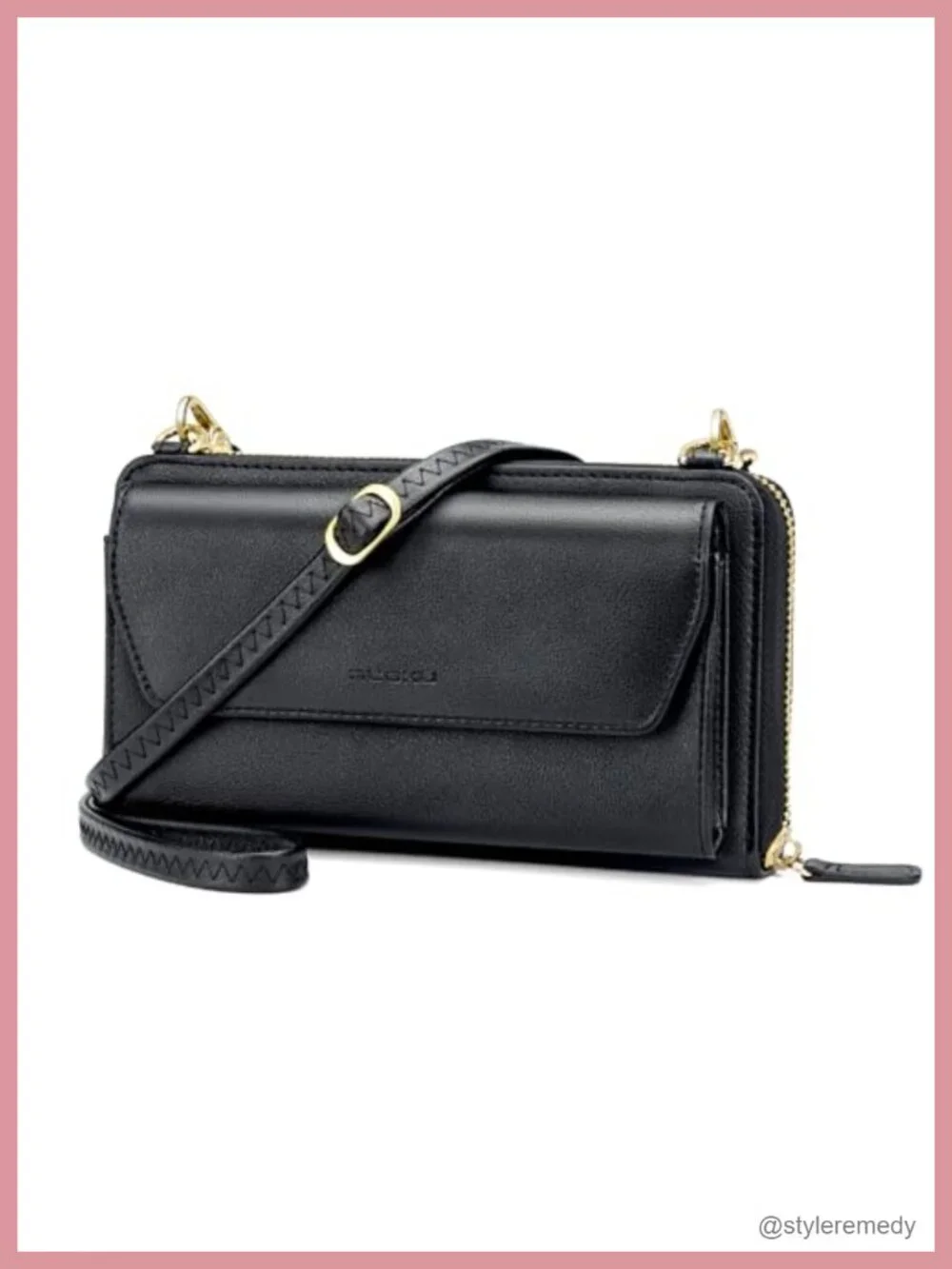 RFID Blocking Wristlet Wallet Large Capacity Zip Around Crossbody Clutch with